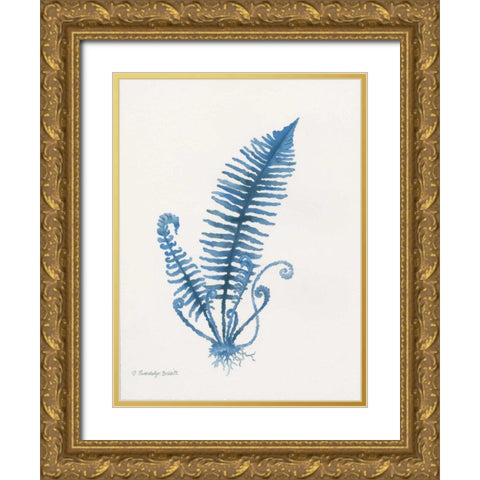 Indigo Fern IV Gold Ornate Wood Framed Art Print with Double Matting by Babbitt, Gwendolyn