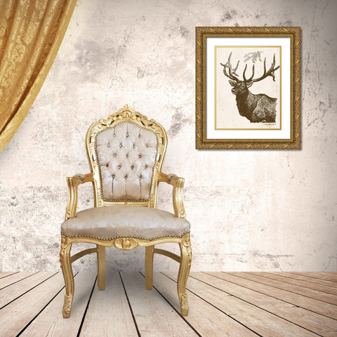Neutral Deer II Gold Ornate Wood Framed Art Print with Double Matting by Babbitt, Gwendolyn