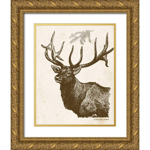 Neutral Deer II Gold Ornate Wood Framed Art Print with Double Matting by Babbitt, Gwendolyn