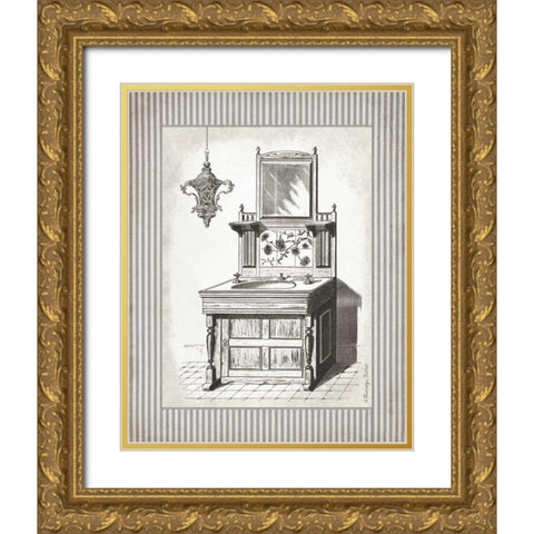Victorian Sink Stripes II Gold Ornate Wood Framed Art Print with Double Matting by Babbitt, Gwendolyn