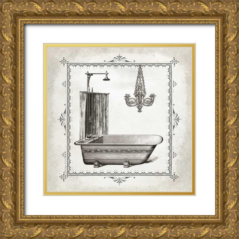Tub and Chandelier I Gold Ornate Wood Framed Art Print with Double Matting by Babbitt, Gwendolyn