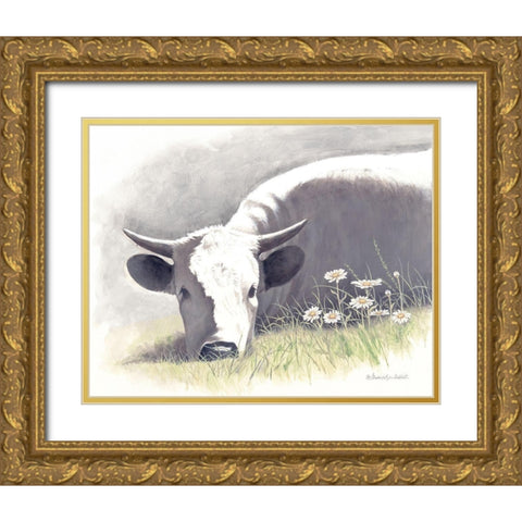 Sweet Bull Gold Ornate Wood Framed Art Print with Double Matting by Babbitt, Gwendolyn