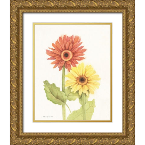 Happy Flowers I Gold Ornate Wood Framed Art Print with Double Matting by Babbitt, Gwendolyn