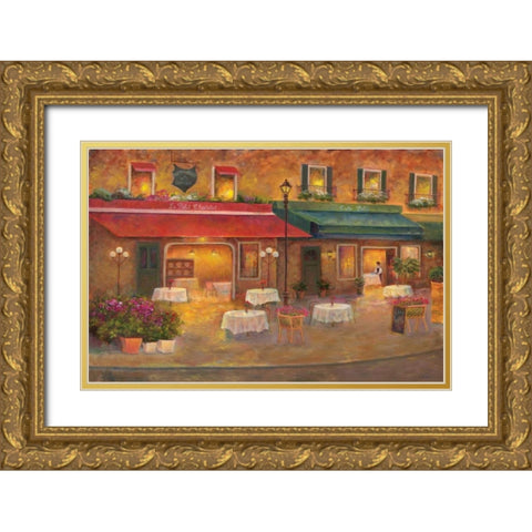Dining in Paris I Gold Ornate Wood Framed Art Print with Double Matting by Bailey, Carol