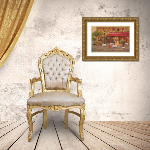 Dining in Paris II Gold Ornate Wood Framed Art Print with Double Matting by Bailey, Carol