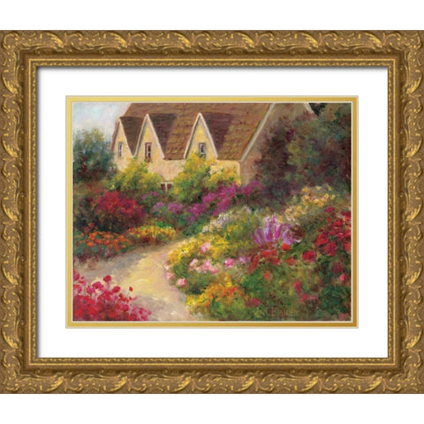 English Garden Gold Ornate Wood Framed Art Print with Double Matting by Bailey, Carol