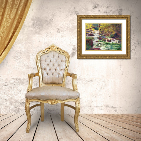 Mountain Stream Gold Ornate Wood Framed Art Print with Double Matting by Bailey, Carol