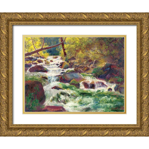 Mountain Stream Gold Ornate Wood Framed Art Print with Double Matting by Bailey, Carol