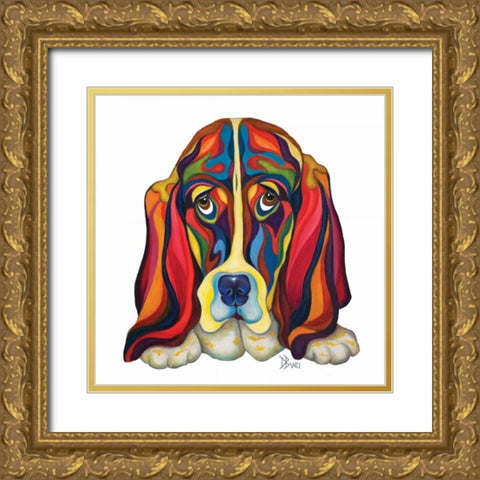 Basset Hound Gold Ornate Wood Framed Art Print with Double Matting by Bucci, Debra