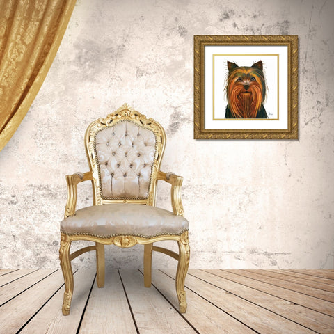 Yorkie Gold Ornate Wood Framed Art Print with Double Matting by Bucci, Debra