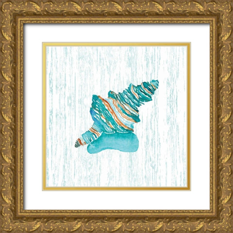 Beachcomber On Blue III Gold Ornate Wood Framed Art Print with Double Matting by Berrenson, Sara