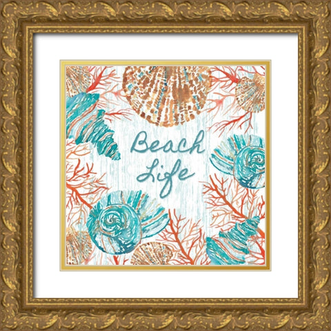 Beachcomber Sign I Gold Ornate Wood Framed Art Print with Double Matting by Berrenson, Sara