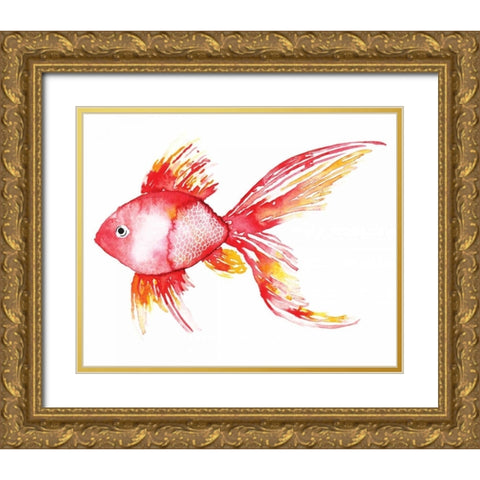 Deep Sea Coral Fish Gold Ornate Wood Framed Art Print with Double Matting by Berrenson, Sara