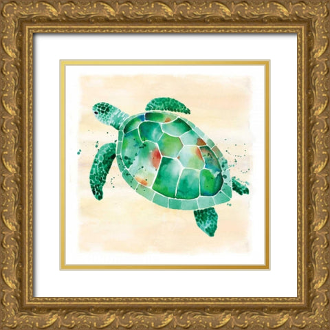 Sea Turtle Gold Ornate Wood Framed Art Print with Double Matting by Berrenson, Sara