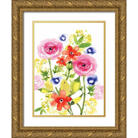 Rose Rhapsody I Gold Ornate Wood Framed Art Print with Double Matting by Berrenson, Sara