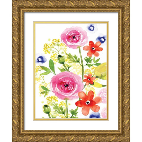 Rose Rhapsody II Gold Ornate Wood Framed Art Print with Double Matting by Berrenson, Sara