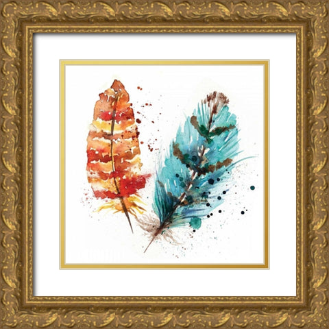Feathers II Gold Ornate Wood Framed Art Print with Double Matting by Berrenson, Sara