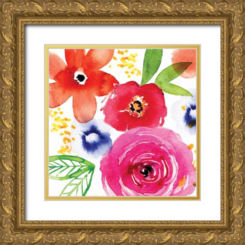 Floral Medley II Gold Ornate Wood Framed Art Print with Double Matting by Berrenson, Sara
