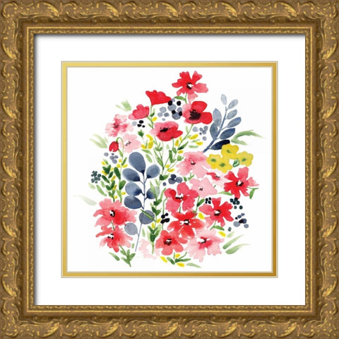 Spring Blooms Sq I Gold Ornate Wood Framed Art Print with Double Matting by Berrenson, Sara