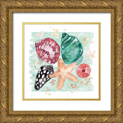 Beachcomber Shells Gold Ornate Wood Framed Art Print with Double Matting by Berrenson, Sara