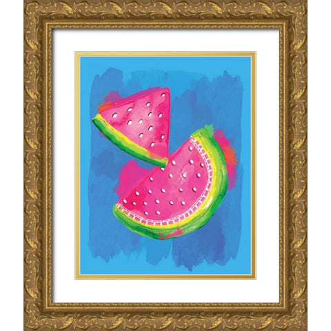 Watermelon Gold Ornate Wood Framed Art Print with Double Matting by Berrenson, Sara