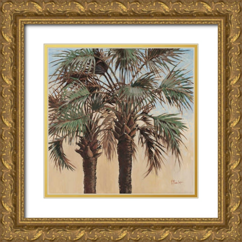 Twin Palms Gold Ornate Wood Framed Art Print with Double Matting by Brent, Paul