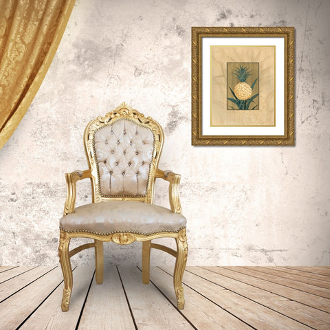 Sugar Loaf Pineapple Gold Ornate Wood Framed Art Print with Double Matting by Brent, Paul
