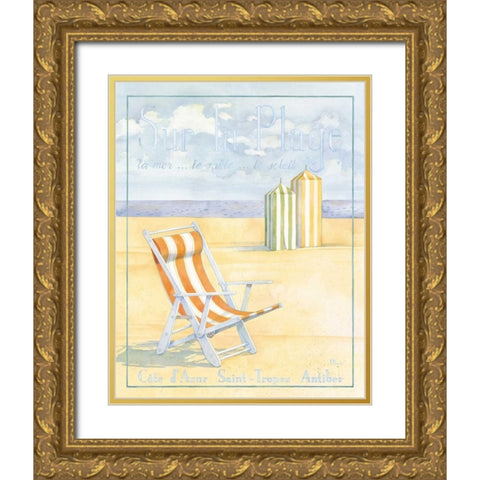 Sur la Plage Gold Ornate Wood Framed Art Print with Double Matting by Brent, Paul