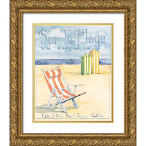 Sur la Plage Gold Ornate Wood Framed Art Print with Double Matting by Brent, Paul