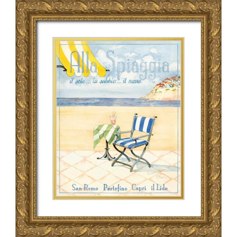 Alla Spiaggia Gold Ornate Wood Framed Art Print with Double Matting by Brent, Paul