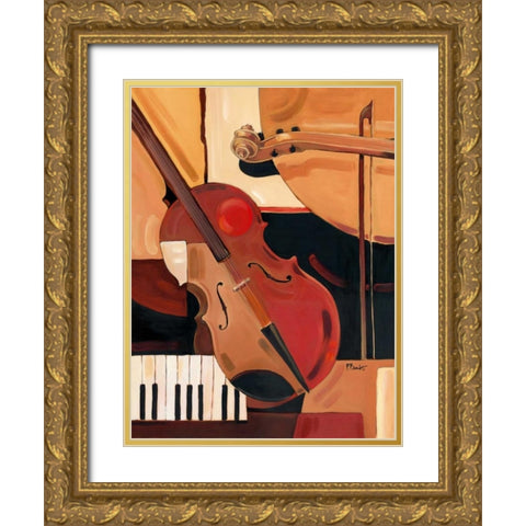 Abstract Violin Gold Ornate Wood Framed Art Print with Double Matting by Brent, Paul