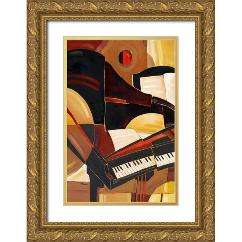 Abstract Piano Gold Ornate Wood Framed Art Print with Double Matting by Brent, Paul