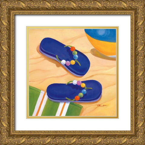 Purple Flip Flops Gold Ornate Wood Framed Art Print with Double Matting by Brent, Paul