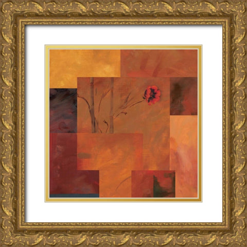 Goa Poppy II Gold Ornate Wood Framed Art Print with Double Matting by Brent, Paul