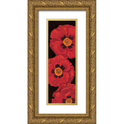 Bella Grande Poppies Gold Ornate Wood Framed Art Print with Double Matting by Brent, Paul