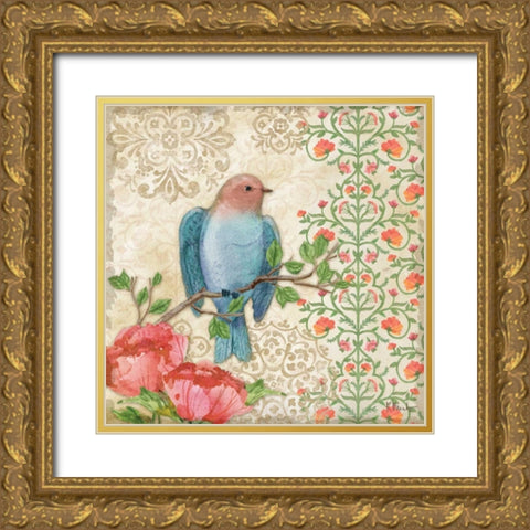 Blossoming Birds Sq I Gold Ornate Wood Framed Art Print with Double Matting by Brent, Paul