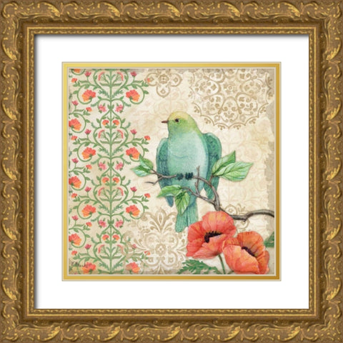 Blossoming Birds Sq II Gold Ornate Wood Framed Art Print with Double Matting by Brent, Paul
