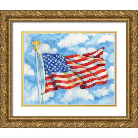 Stars and Stripes Forever Gold Ornate Wood Framed Art Print with Double Matting by Brent, Paul