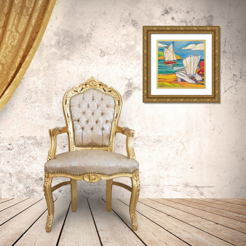Adirondack Chair Gold Ornate Wood Framed Art Print with Double Matting by Brent, Paul