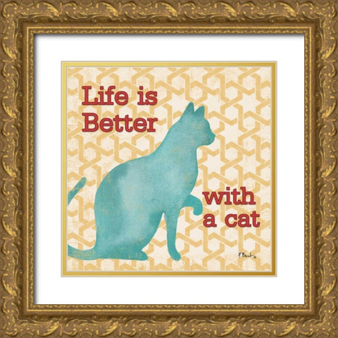 Patterned Pets Cat I Gold Ornate Wood Framed Art Print with Double Matting by Brent, Paul