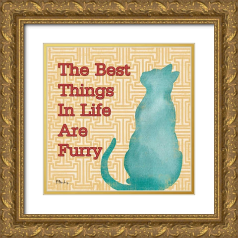 Patterned Pets Cat IV Gold Ornate Wood Framed Art Print with Double Matting by Brent, Paul