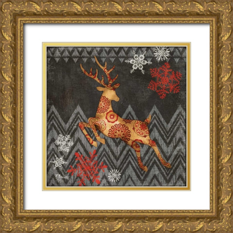 Reindeer Dance II Gold Ornate Wood Framed Art Print with Double Matting by Brent, Paul