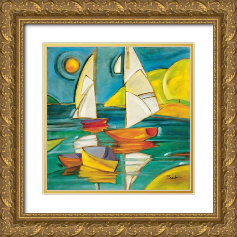 Bateaux Gold Ornate Wood Framed Art Print with Double Matting by Brent, Paul
