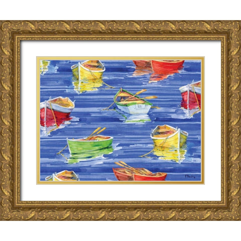 Rowboat Reflection Gold Ornate Wood Framed Art Print with Double Matting by Brent, Paul