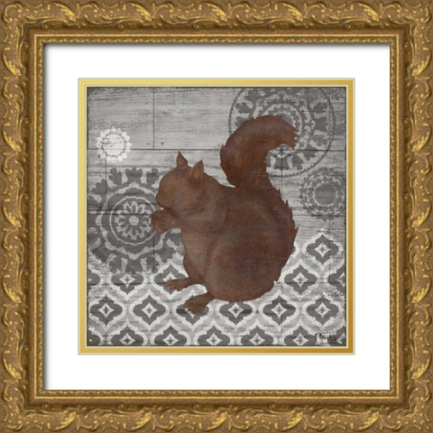 Woodland Ikat III Gold Ornate Wood Framed Art Print with Double Matting by Brent, Paul