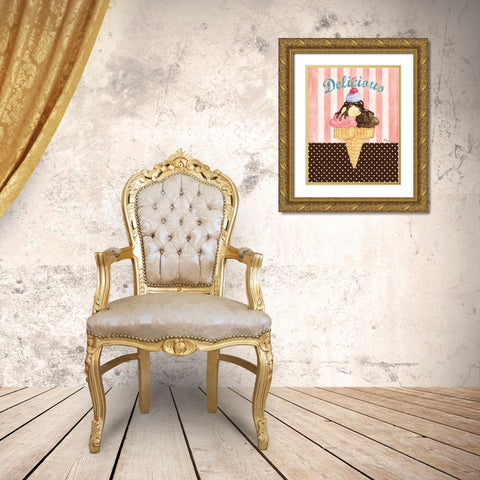 Ice Cream Shoppe I Gold Ornate Wood Framed Art Print with Double Matting by Brent, Paul