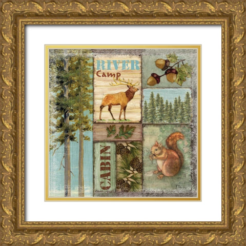 Elk Lodge Gold Ornate Wood Framed Art Print with Double Matting by Brent, Paul