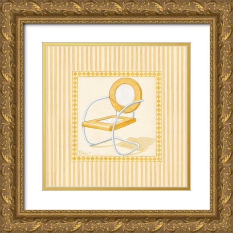 Retro Patio Chair IV Gold Ornate Wood Framed Art Print with Double Matting by Brent, Paul