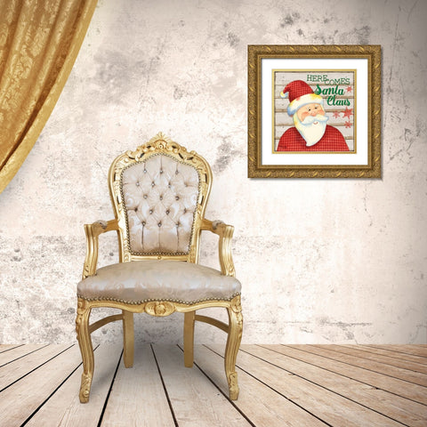 Jolly Santa I Gold Ornate Wood Framed Art Print with Double Matting by Brent, Paul