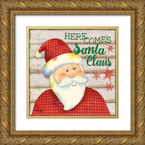 Jolly Santa I Gold Ornate Wood Framed Art Print with Double Matting by Brent, Paul